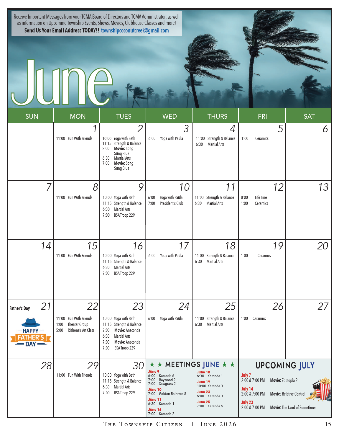 T.C.M.A. calendar of events