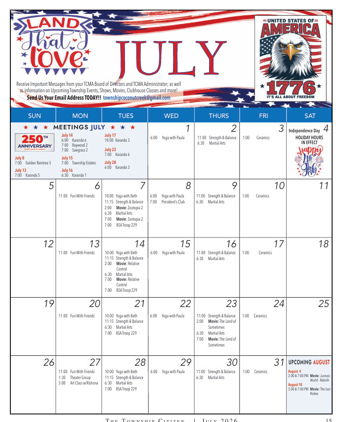 T.C.M.A. calendar of events