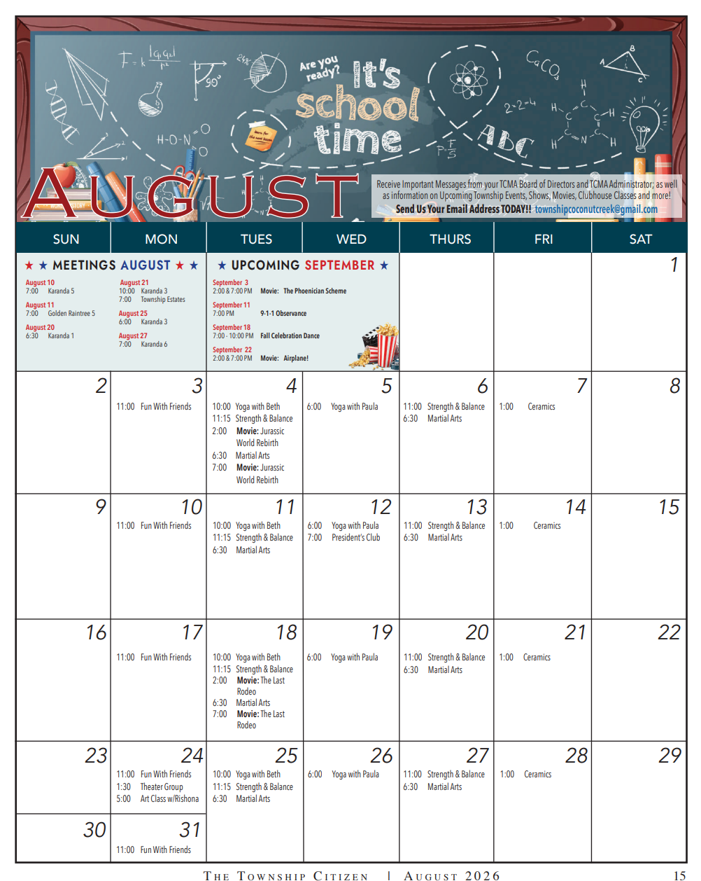 T.C.M.A. calendar of events