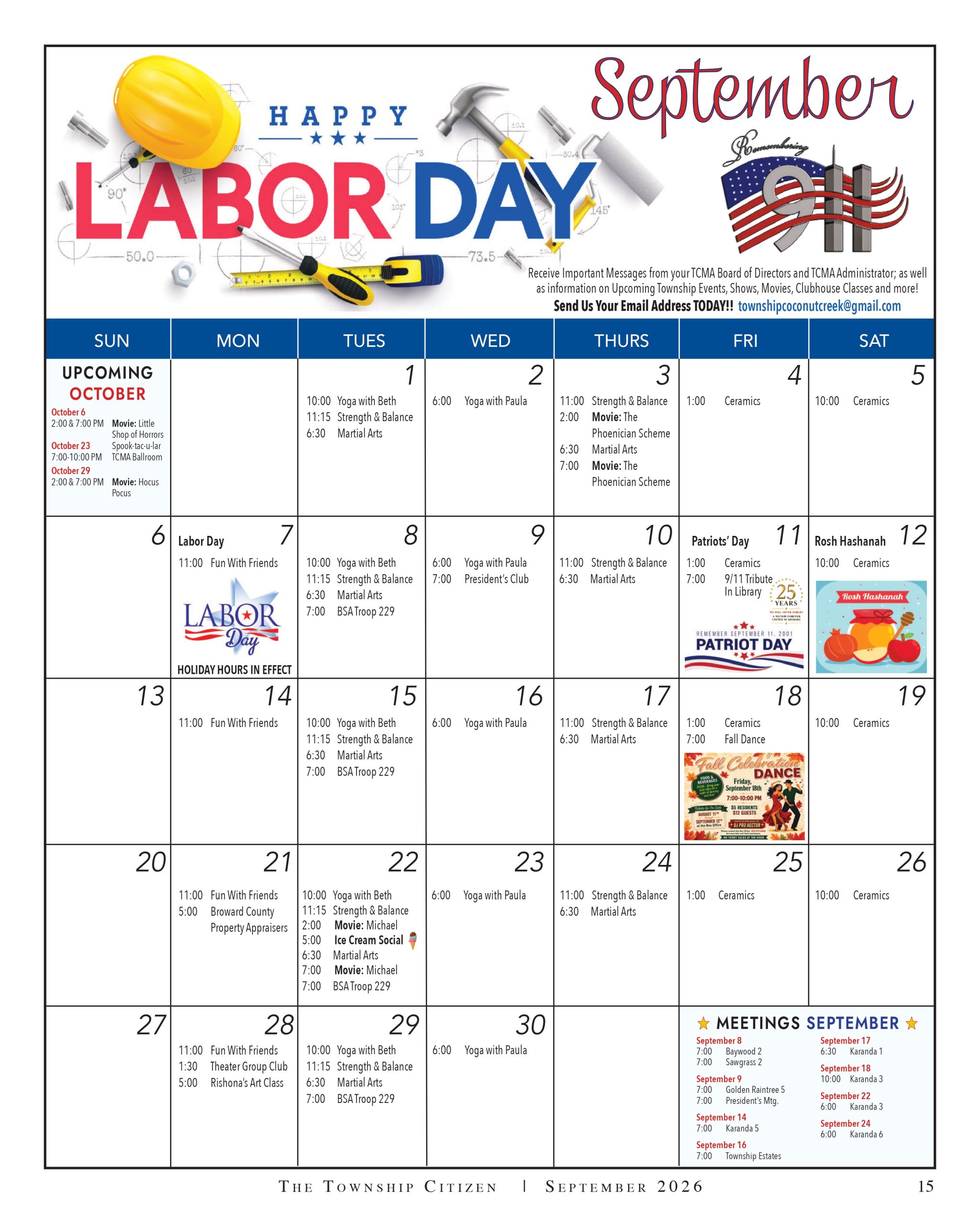 T.C.M.A. calendar of events