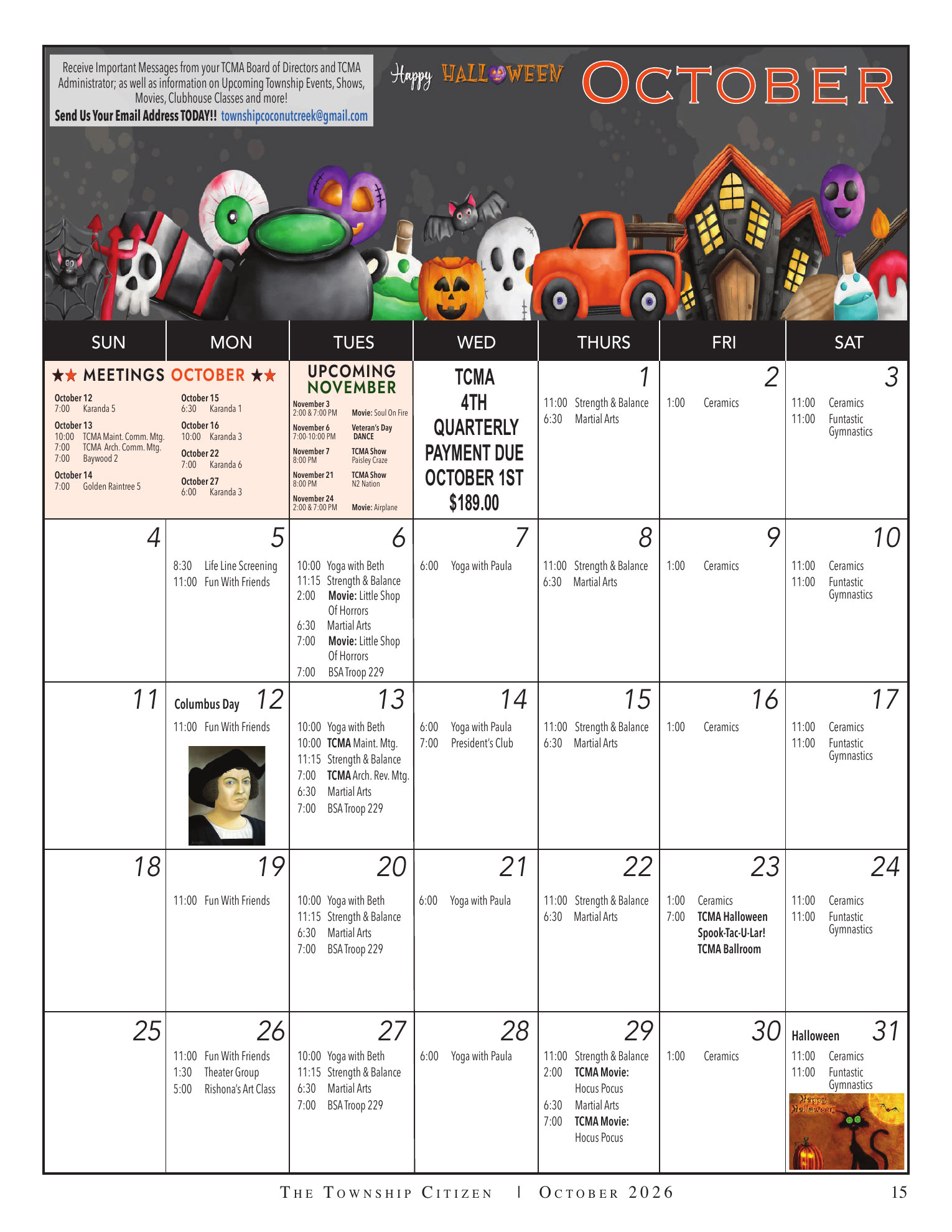 Current T.C.M.A. calendar of events
